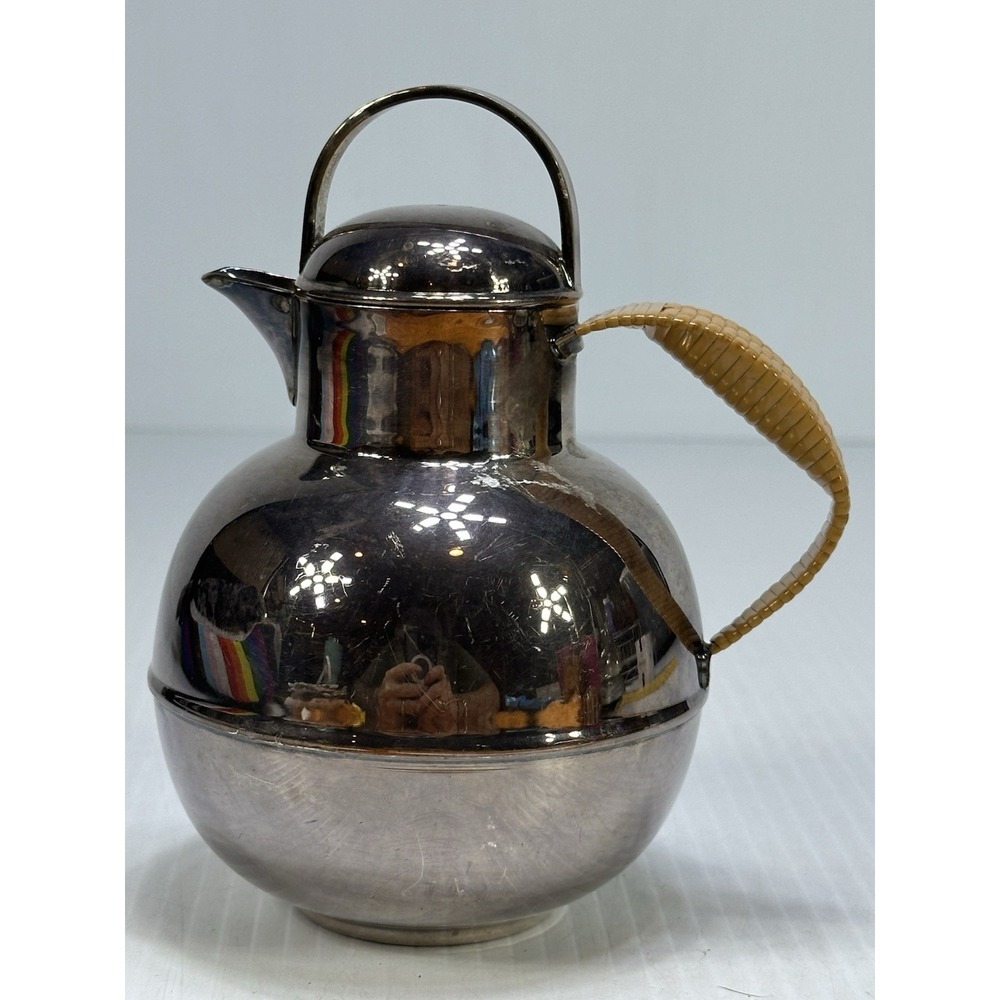 Vintage Silver Plated EGW&S International Silver Teapot Wicker Handle